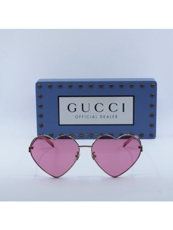 Gucci GG1283S 002 Geometric Sunglasses - Gold\\Cyclamen main image 10
